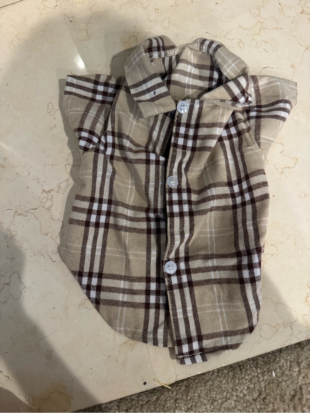 Heart to Tail pet flannel, tan and brown print, xs